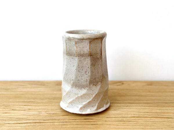 Ceramic Carved Facet Vase Small - Shino