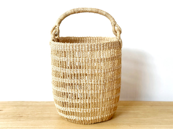 Handwoven Open Weave Cylindrical Tote