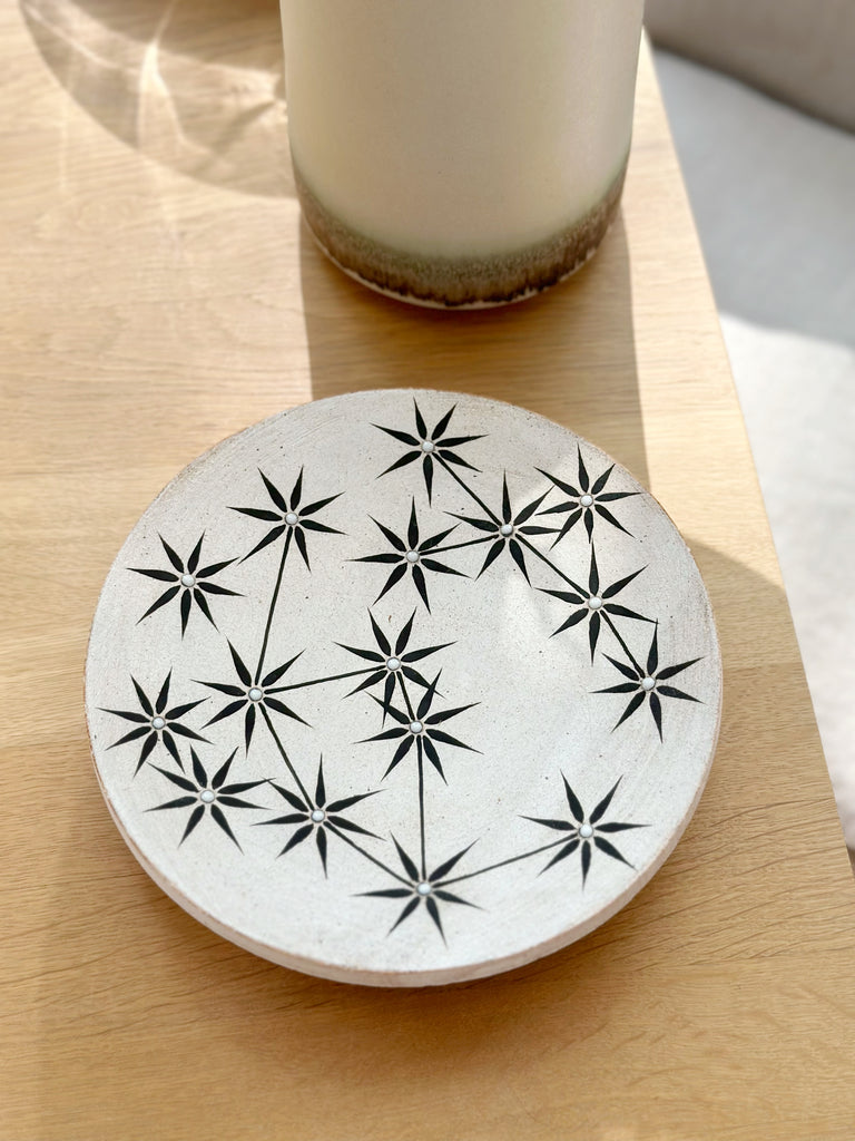 Hand-Painted Ceramic Footed Plate