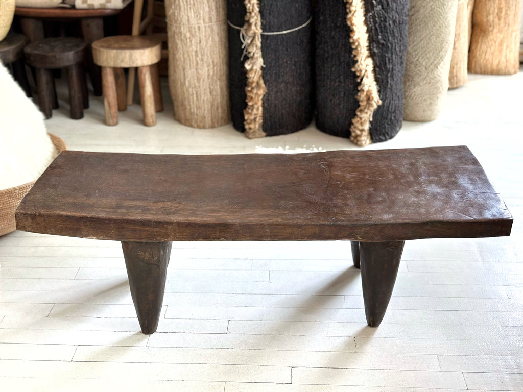 Handcarved Vintage African Large Wood Bench / Coffee Table - 15"W x 42.5"L x 14"H