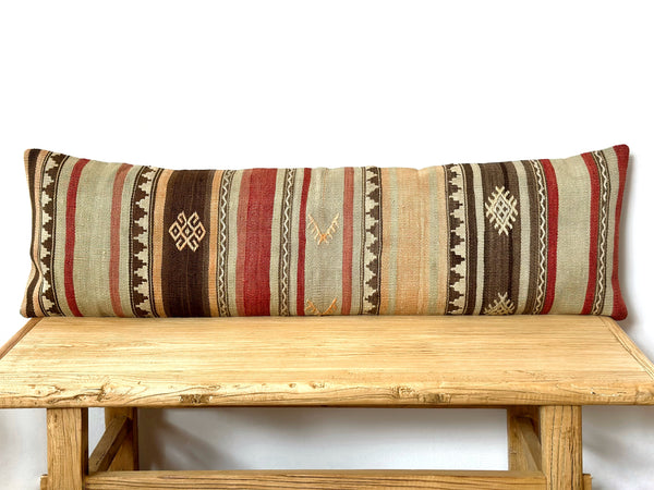 Handwoven Vintage Kilim Long Lumbar