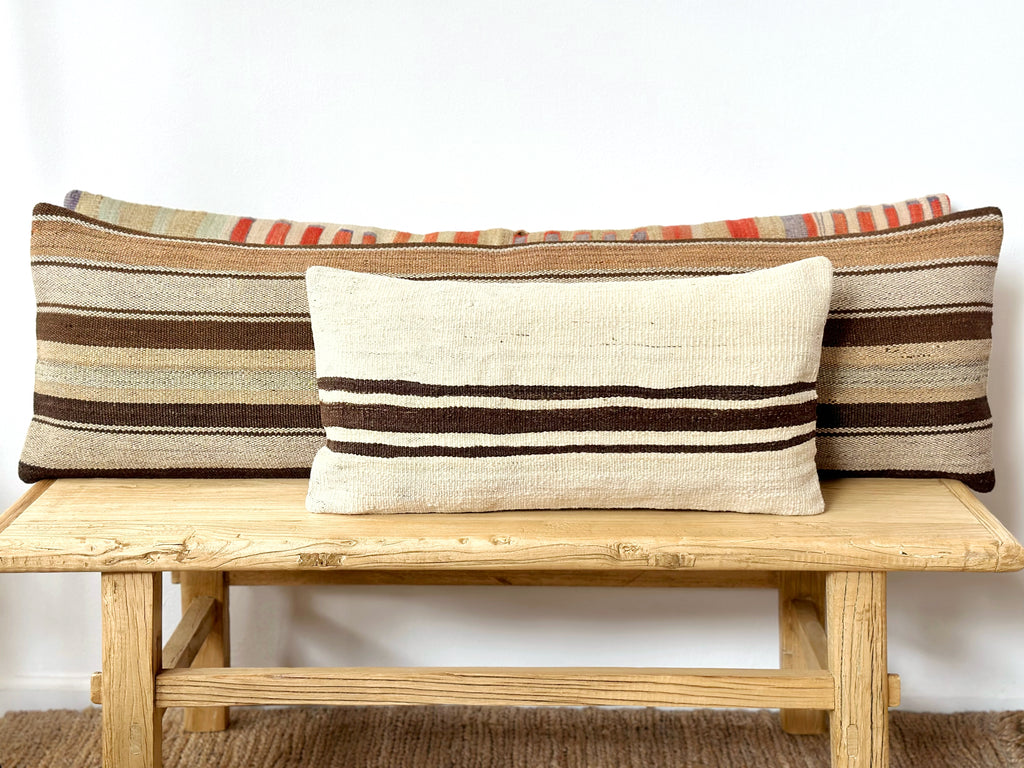 Handwoven Vintage Kilim Long Lumbar