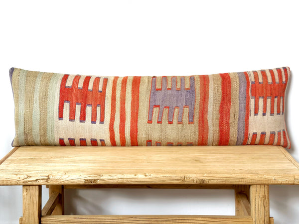 Handwoven Vintage Kilim Long Lumbar