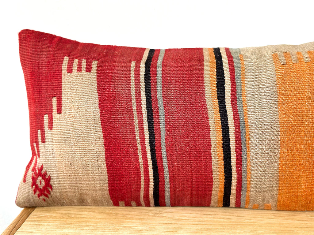 Handwoven Vintage Kilim Long Lumbar