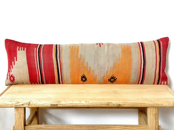 Handwoven Vintage Kilim Long Lumbar
