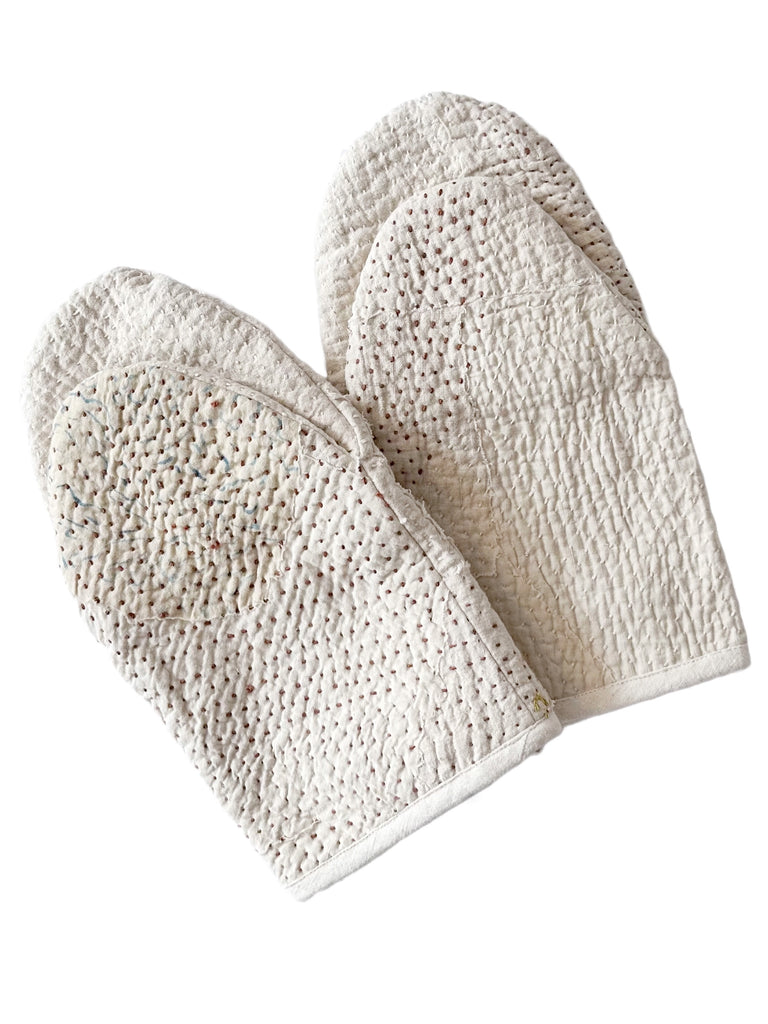 Handwoven Quilted Organic Cotton Oven Mitts