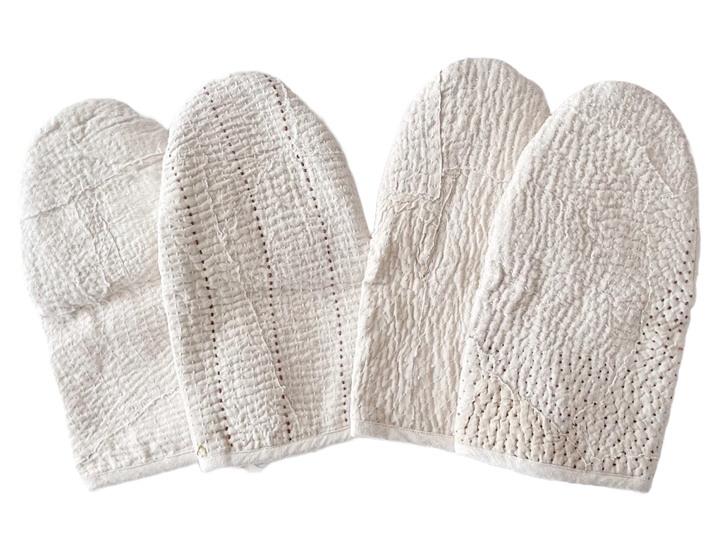 Handwoven Quilted Organic Cotton Oven Mitts