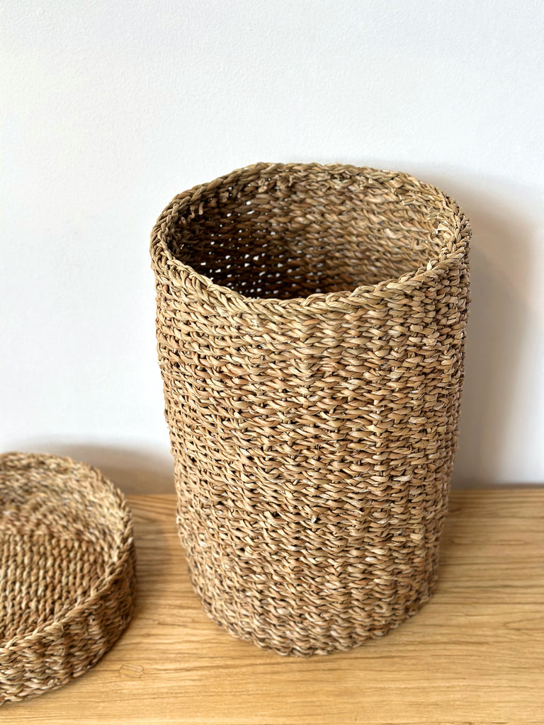 Handwoven Basket Lidded Cylinder