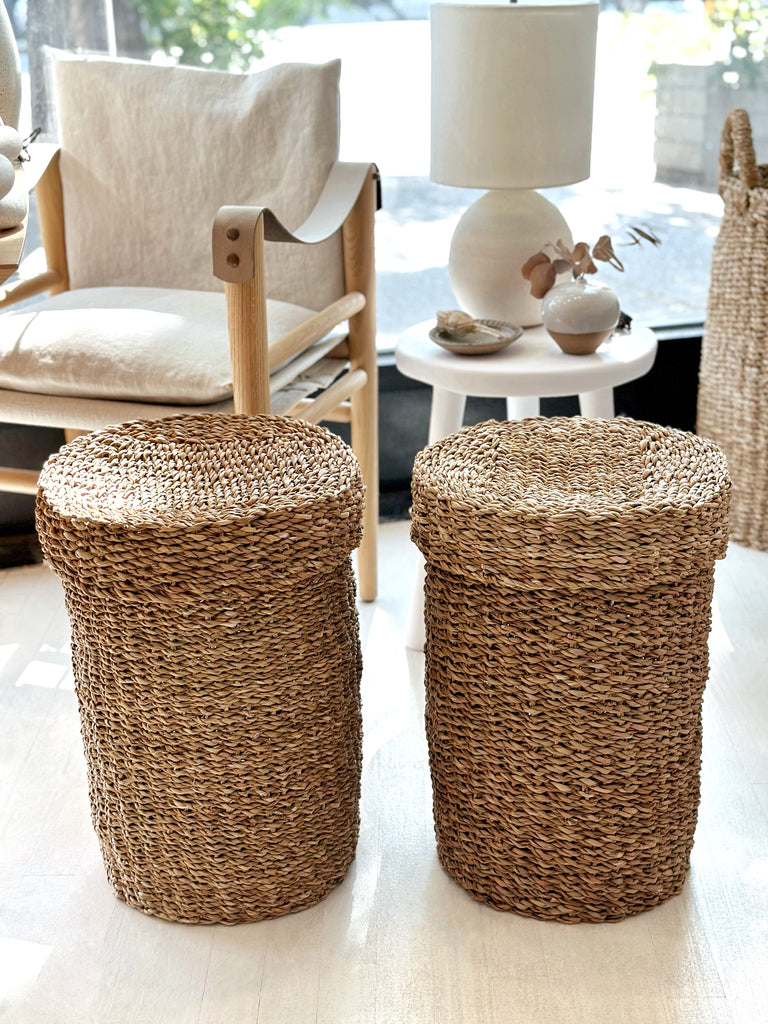 Handwoven Basket Lidded Cylinder