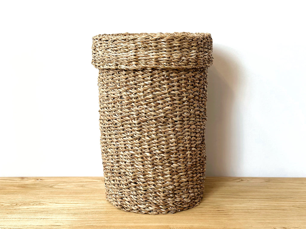 Handwoven Basket Lidded Cylinder