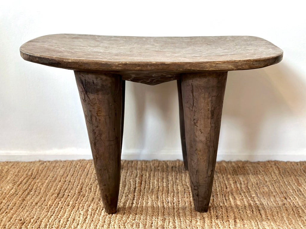 Handcarved Vintage African Large Wood Stool / Side Table - 18.5"W x 27.5"L x 18"H
