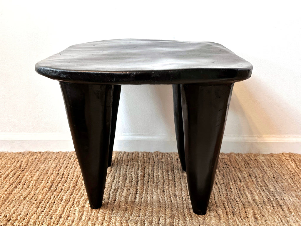 Handcarved Vintage African Large Wood Stool / Side Table - 18"W x 25.5"L x 14.5"H
