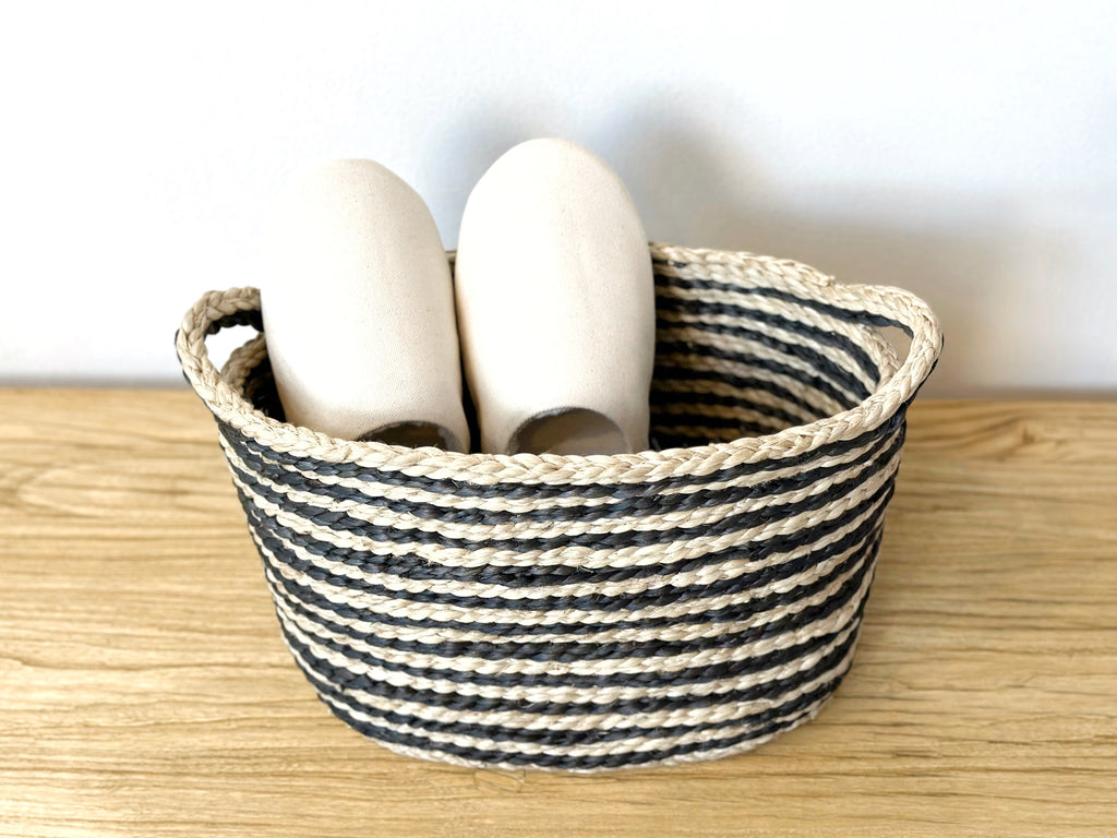 Handwoven Jute Basket Striped Extra Small