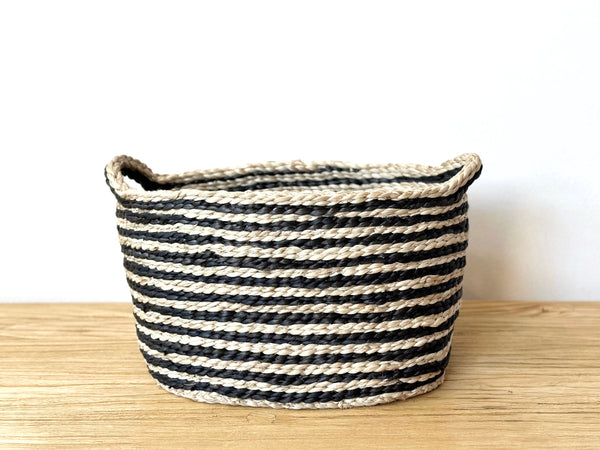 Handwoven Jute Basket Striped Extra Small