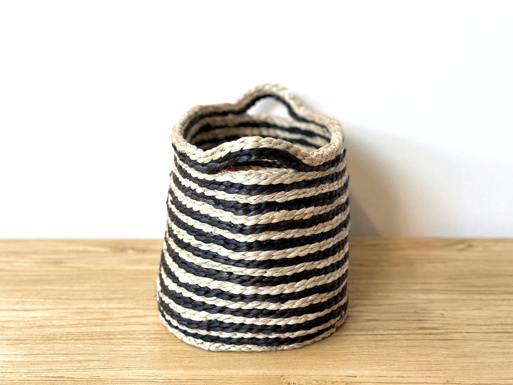 Handwoven Jute Basket Striped Extra Small