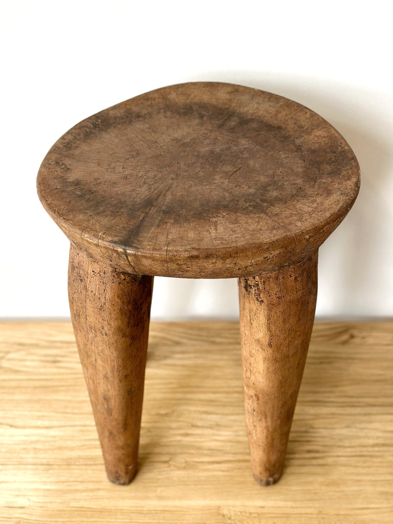 Handcarved Vintage African Tall Stool / Side Table