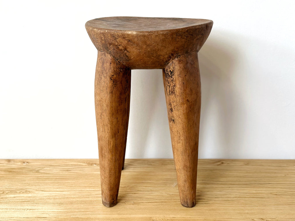 Handcarved Vintage African Tall Stool / Side Table