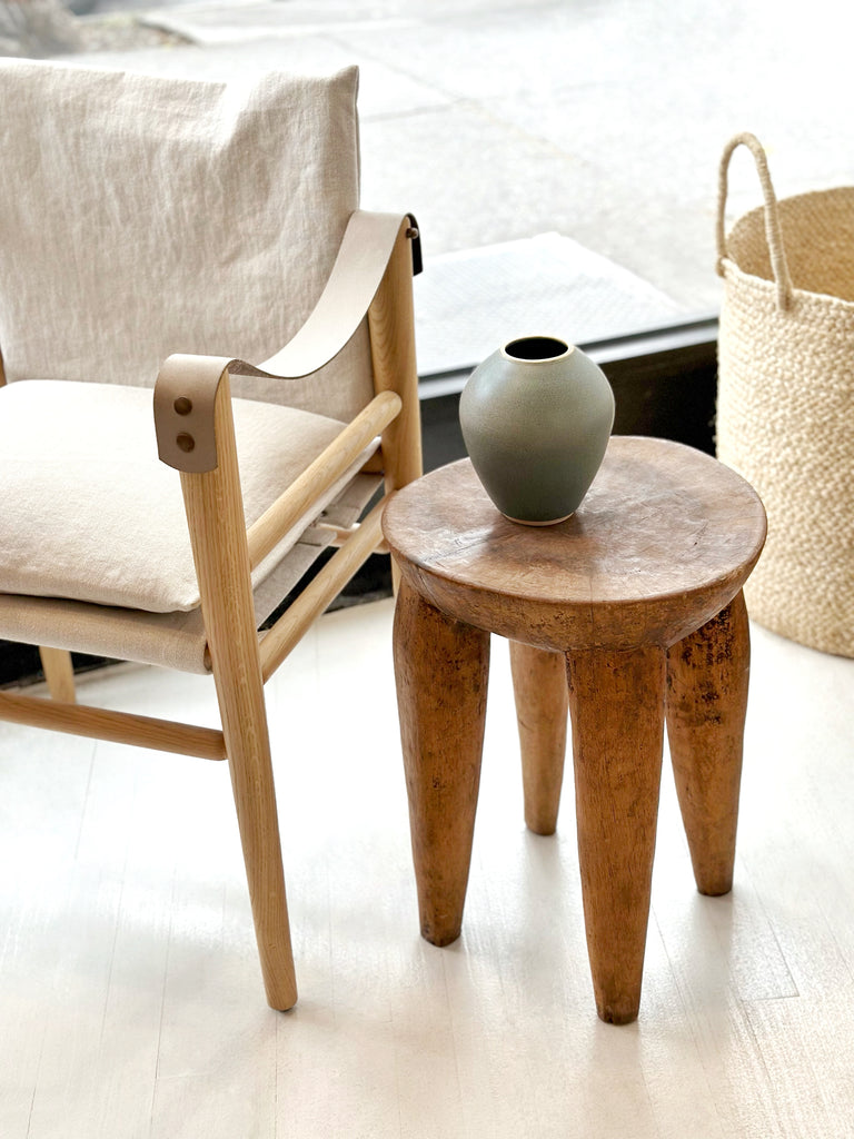 Handcarved Vintage African Tall Stool / Side Table