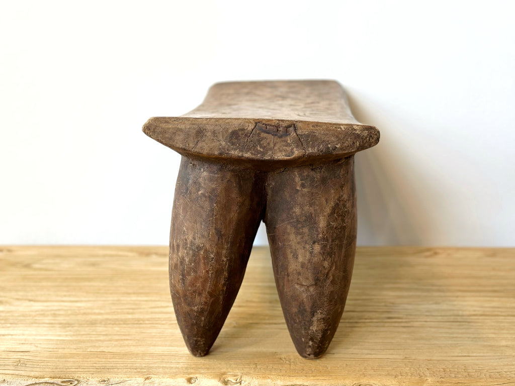 Handcarved Vintage African Long Short Stool