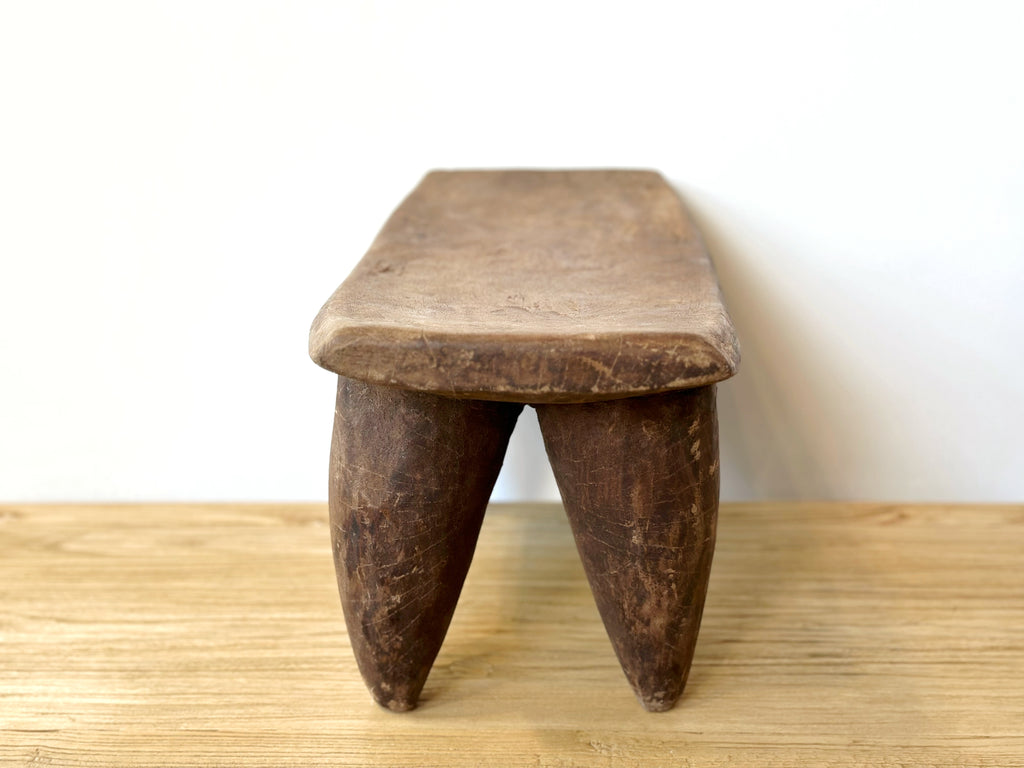 Handcarved Vintage African Long Short Stool