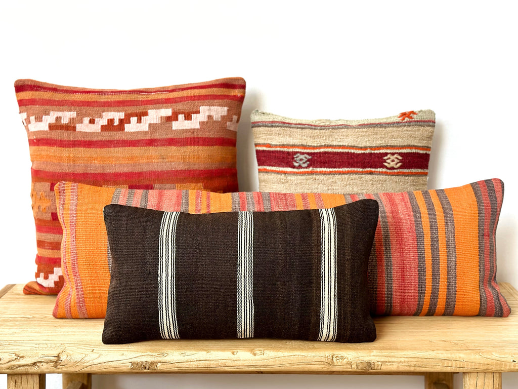 Handwoven Vintage Kilim Long Lumbar