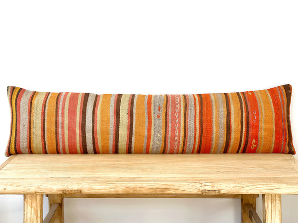 Handwoven Vintage Kilim Long Lumbar