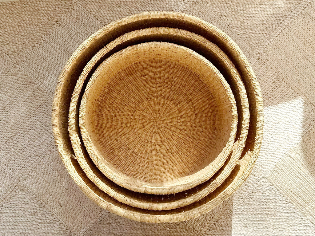 Handwoven Basket Wide Round