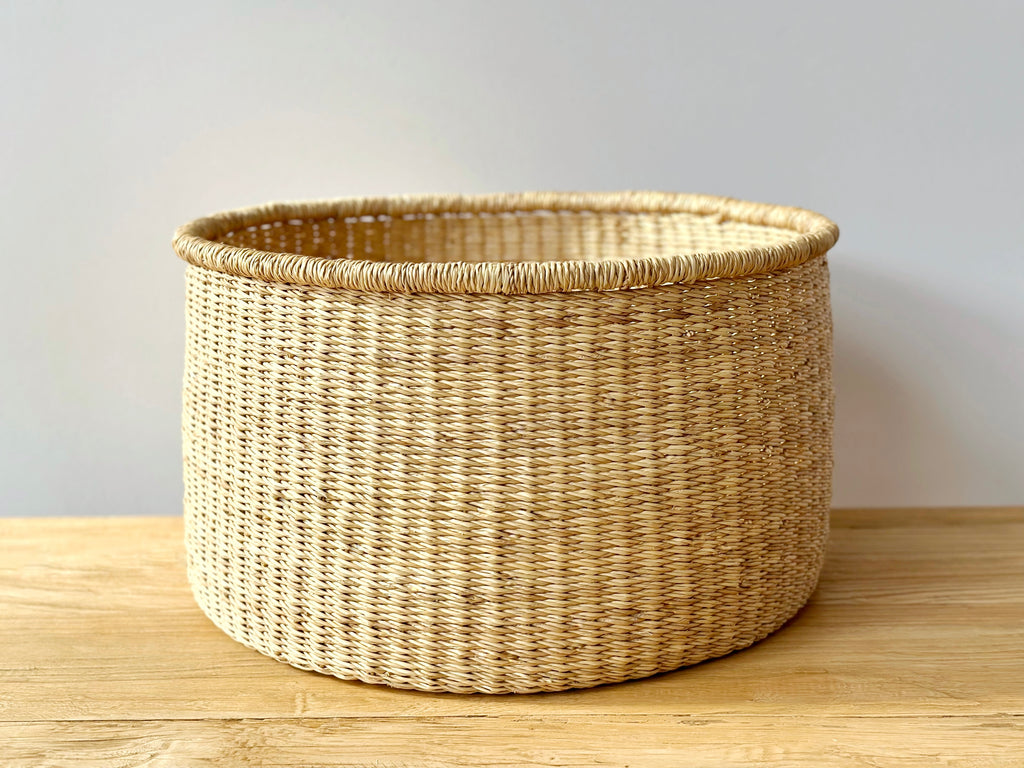 Handwoven Basket Wide Round