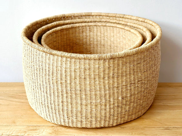 Handwoven Basket Wide Round