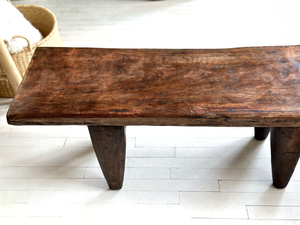 Handcarved Vintage African Large Wood Bench / Coffee Table - 16"W x 44"L x 15"H