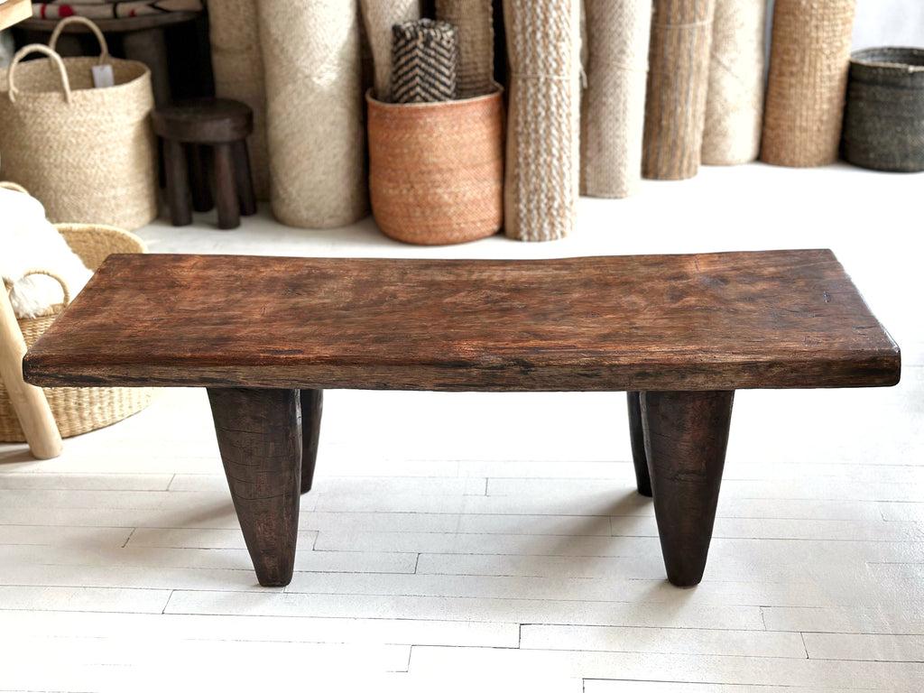 Handcarved Vintage African Large Wood Bench / Coffee Table - 16"W x 44"L x 15"H