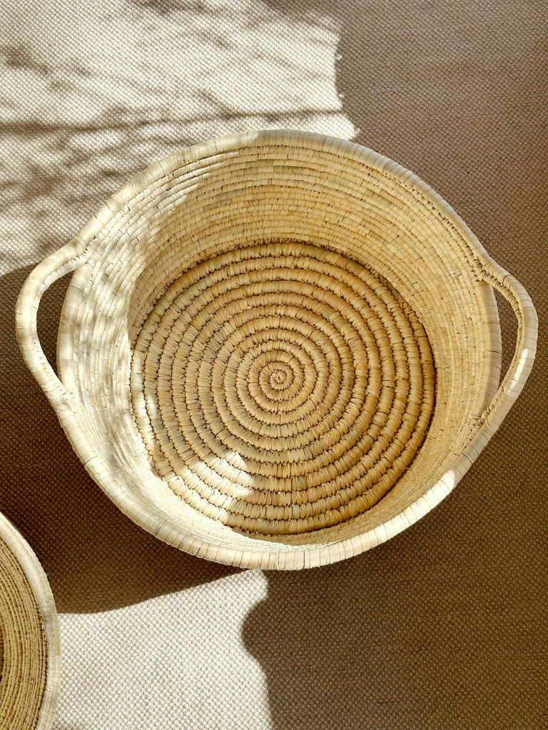 Handwoven Palm Short Wide Basket