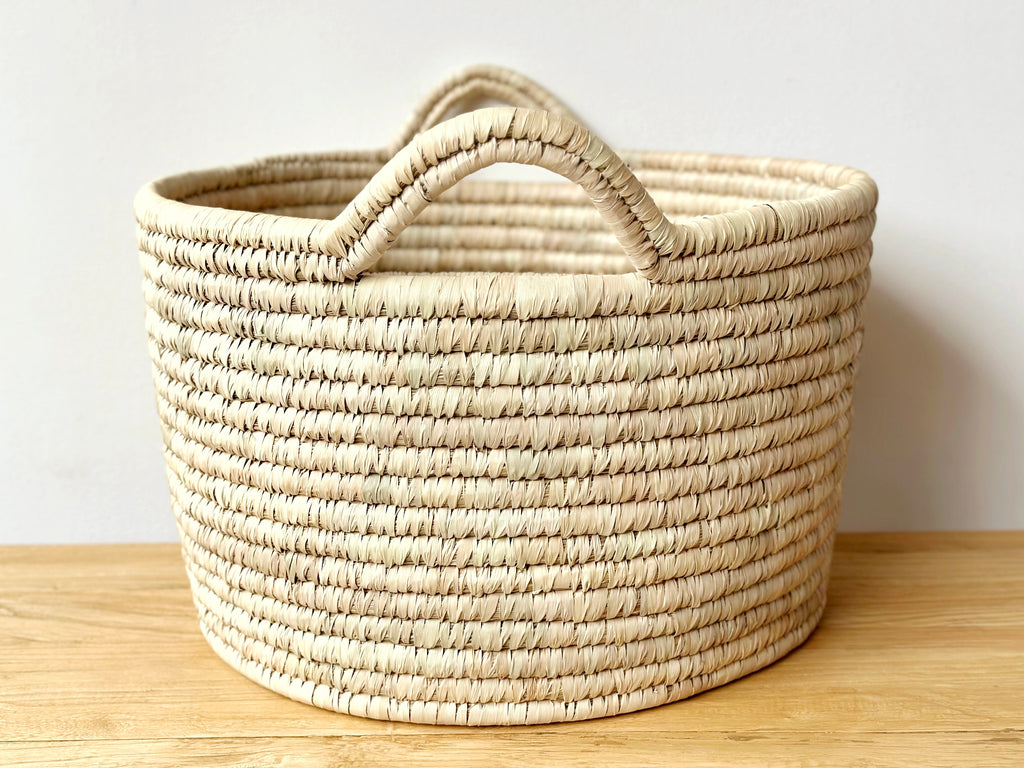 Handwoven Palm Short Wide Basket