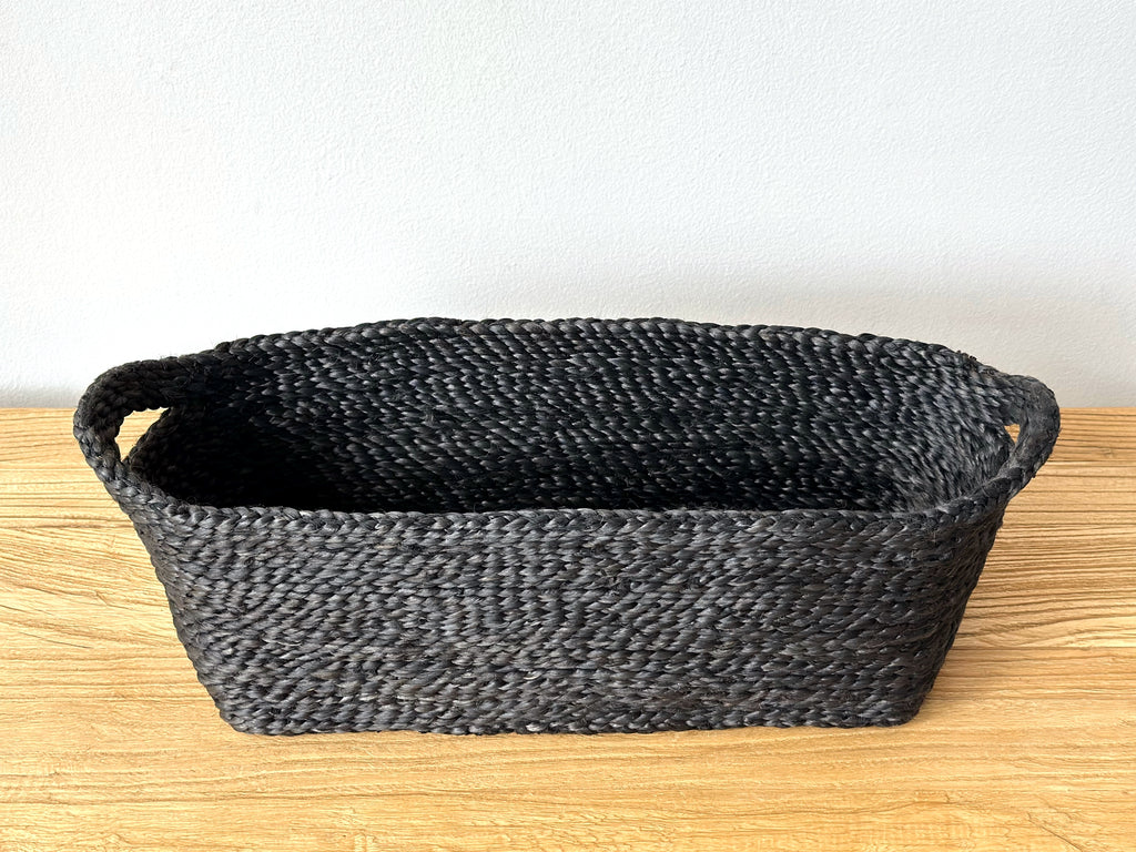 Handwoven Jute Basket Charcoal Rectangle Small