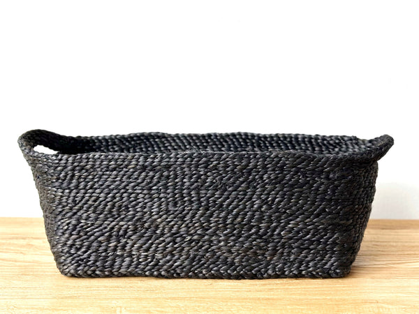 Handwoven Jute Basket Charcoal Rectangle Small