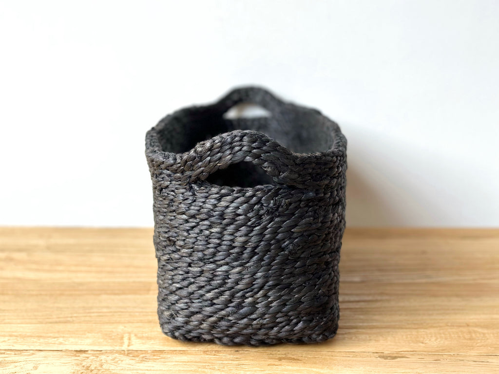 Handwoven Jute Basket Charcoal Rectangle Small