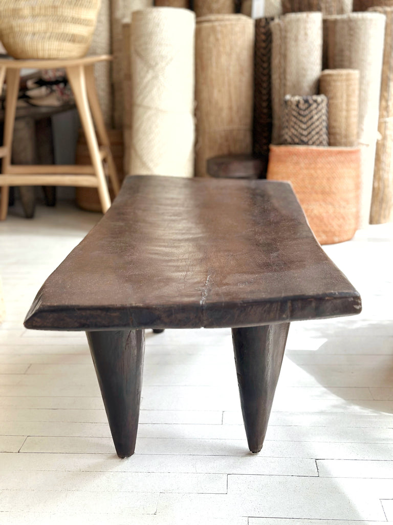 Handcarved Vintage African Large Wood Bench / Coffee Table - 17.5"W x 42"L x 14.5"H