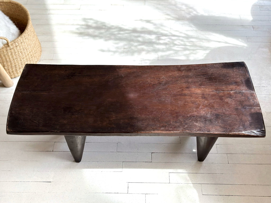 Handcarved Vintage African Large Wood Bench / Coffee Table - 17.5"W x 42"L x 14.5"H
