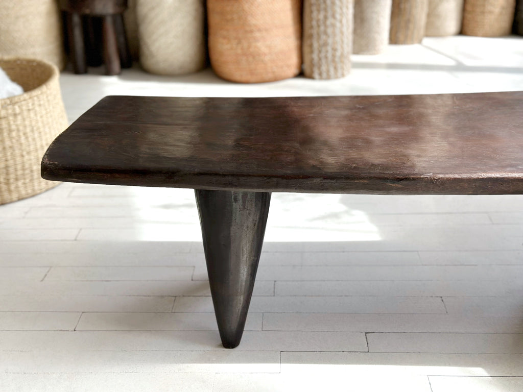 Handcarved Vintage African Large Wood Bench / Coffee Table - 17.5"W x 42"L x 14.5"H