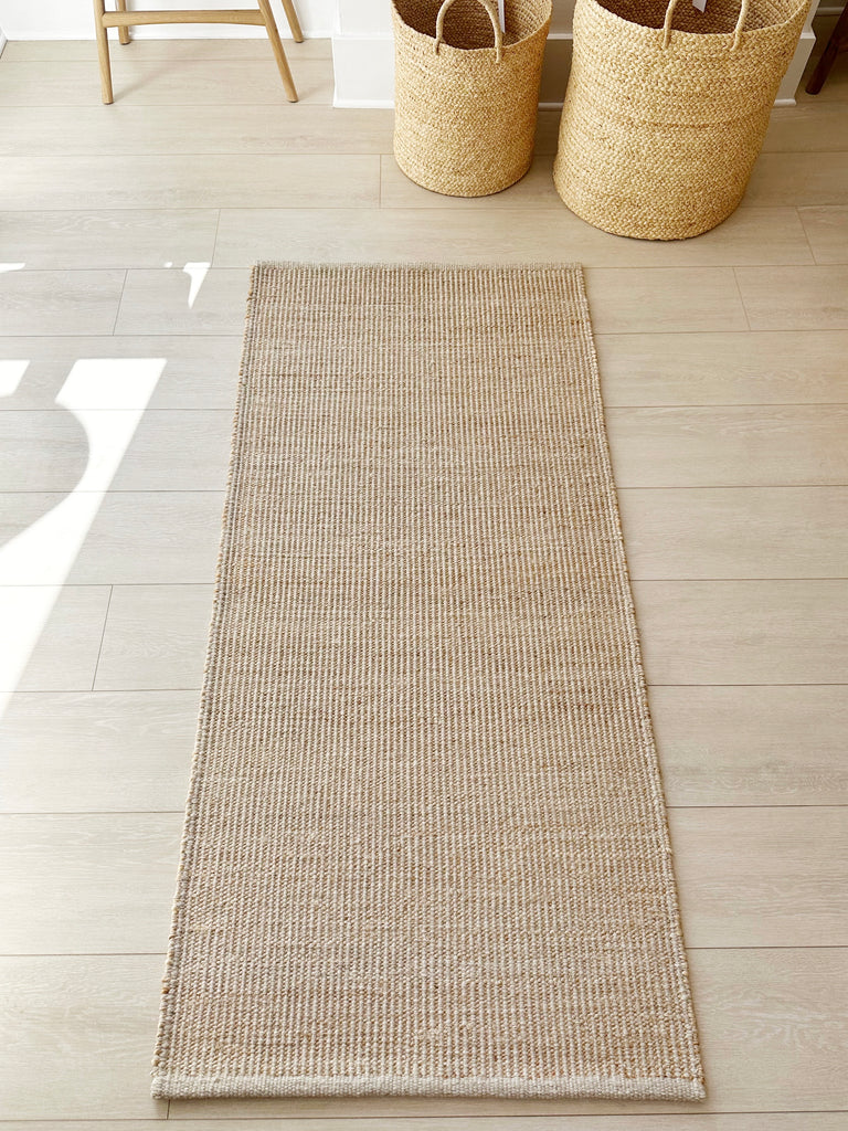 Handwoven Jute Wool Rug / Runner