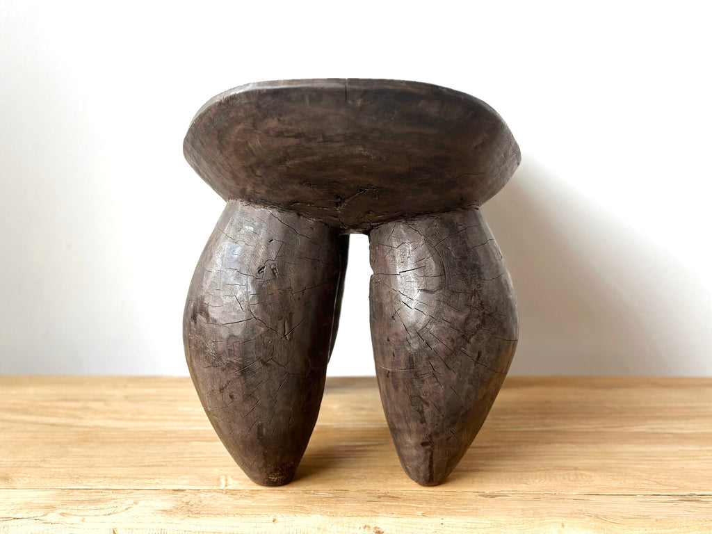 Handcarved Vintage African Bulbous Stool