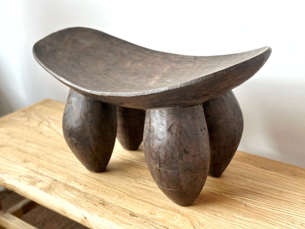 Handcarved Vintage African Bulbous Stool