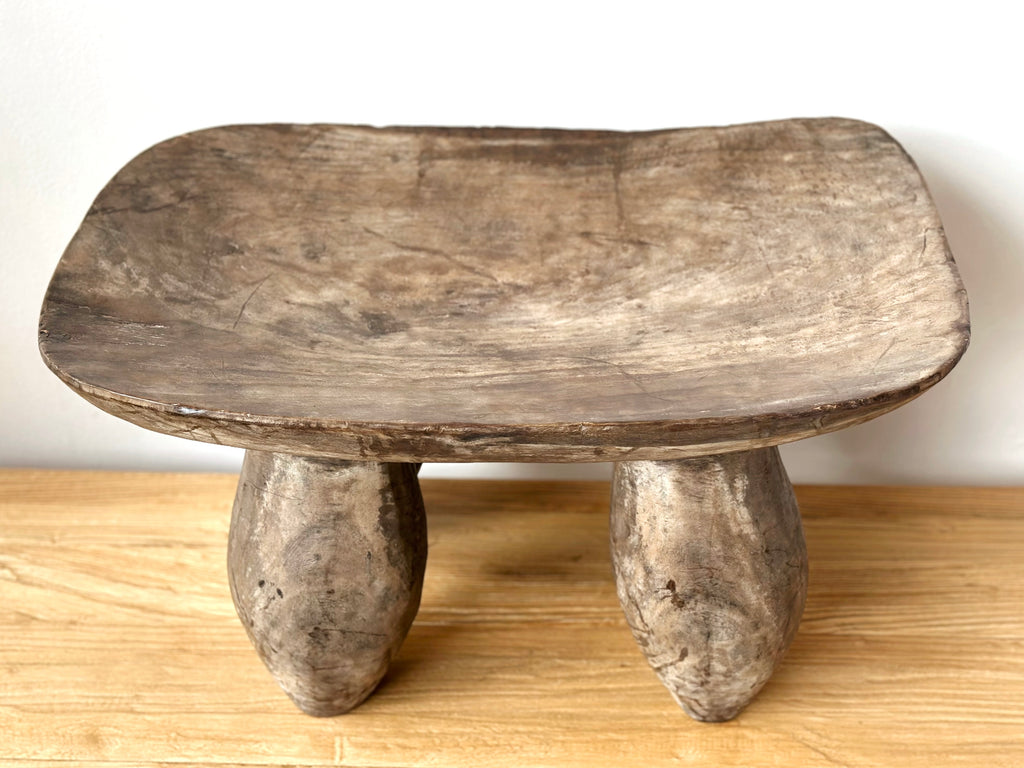 Handcarved Vintage African Bulbous Stool XL