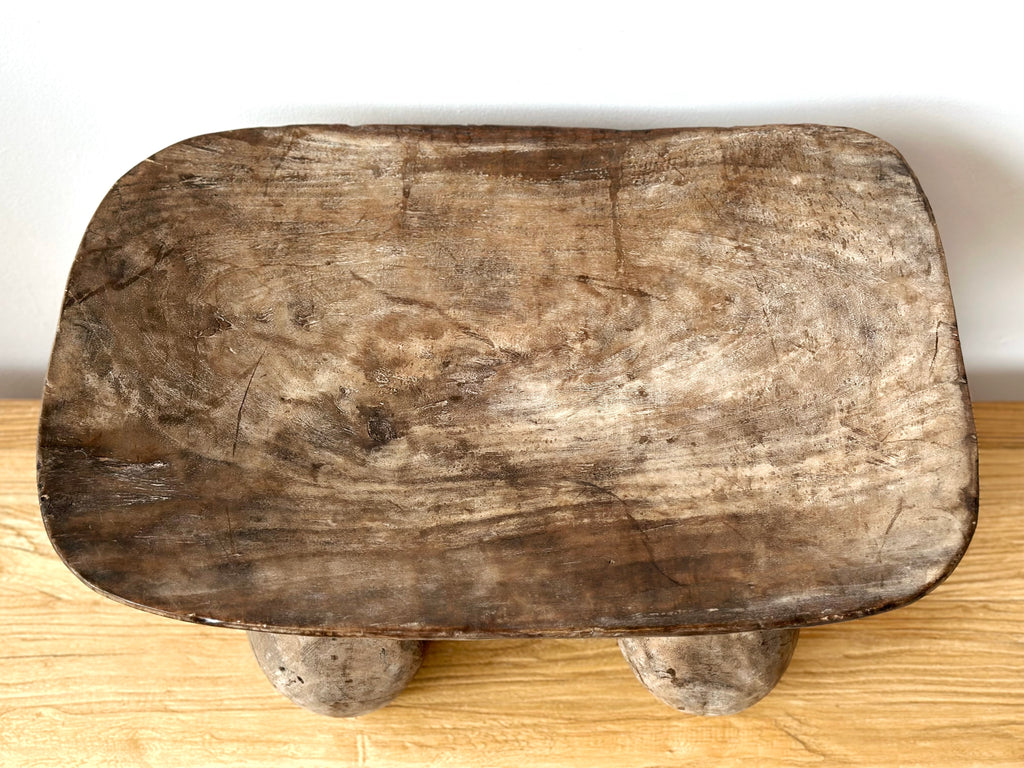 Handcarved Vintage African Bulbous Stool XL