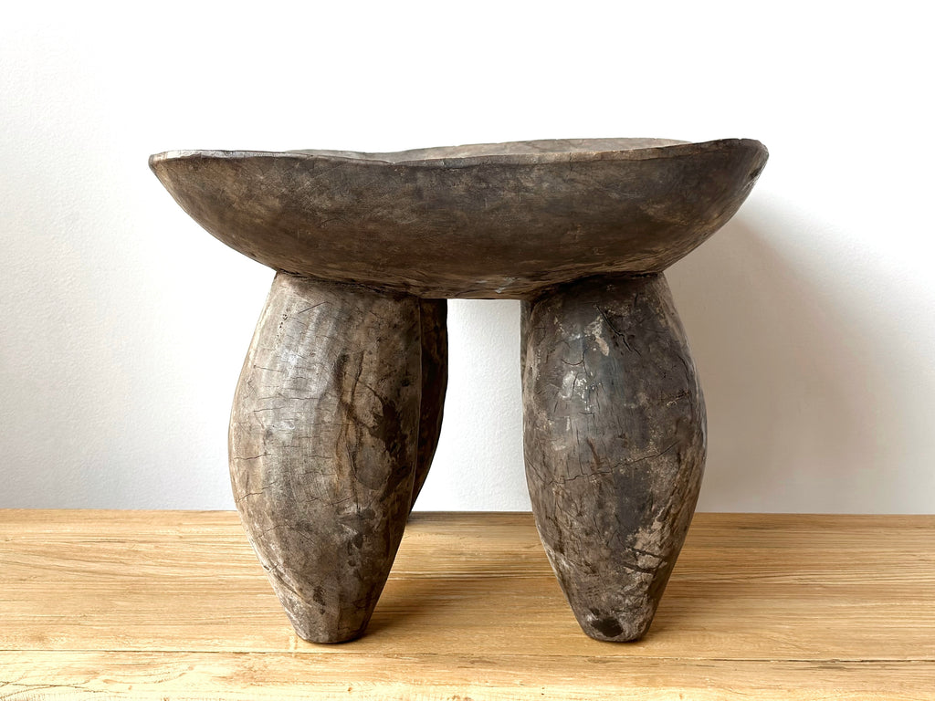 Handcarved Vintage African Bulbous Stool XL