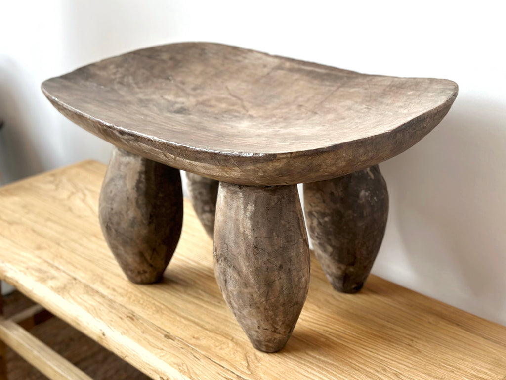 Handcarved Vintage African Bulbous Stool XL