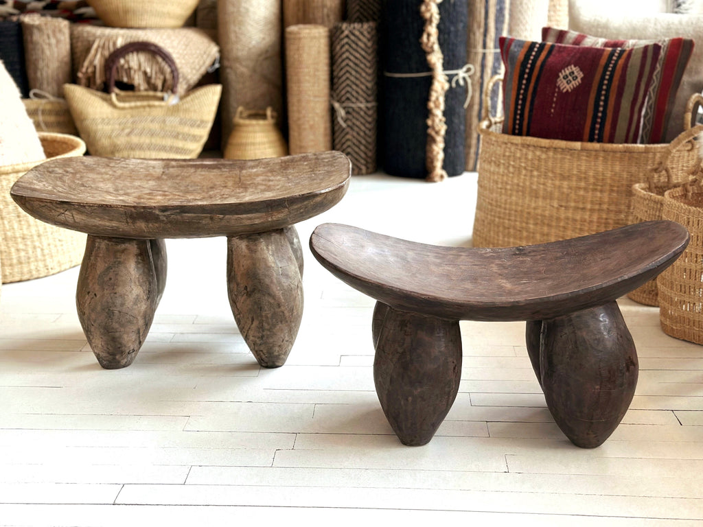 Handcarved Vintage African Bulbous Stool XL