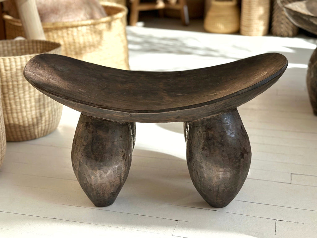 Handcarved Vintage African Bulbous Stool