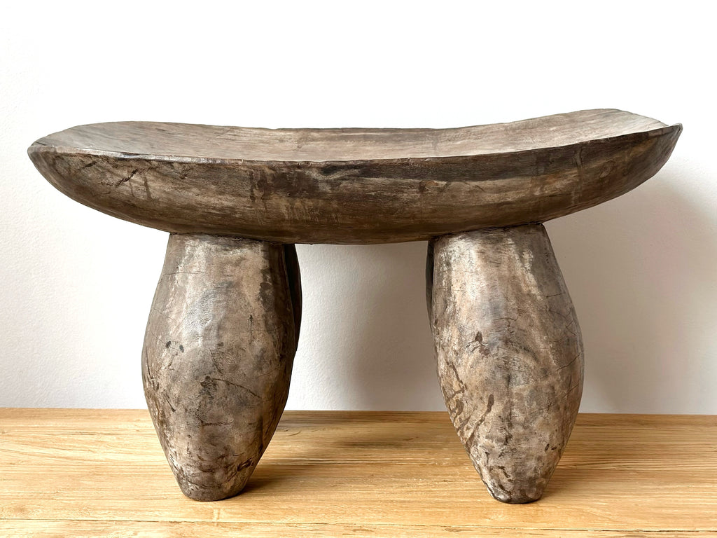 Handcarved Vintage African Bulbous Stool XL