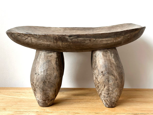 Handcarved Vintage African Bulbous Stool XL